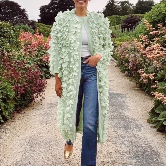 Zara Jackets & Blazers - Zara green petal coat